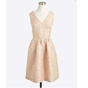 J.Crew Factory Women's Ginger Peach Metallic V-neck Jacquard Dress Size 10